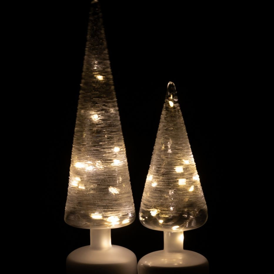 Lámpara LED de pie giratoria de cristal blanco/transparente, set de 2, J-Line
