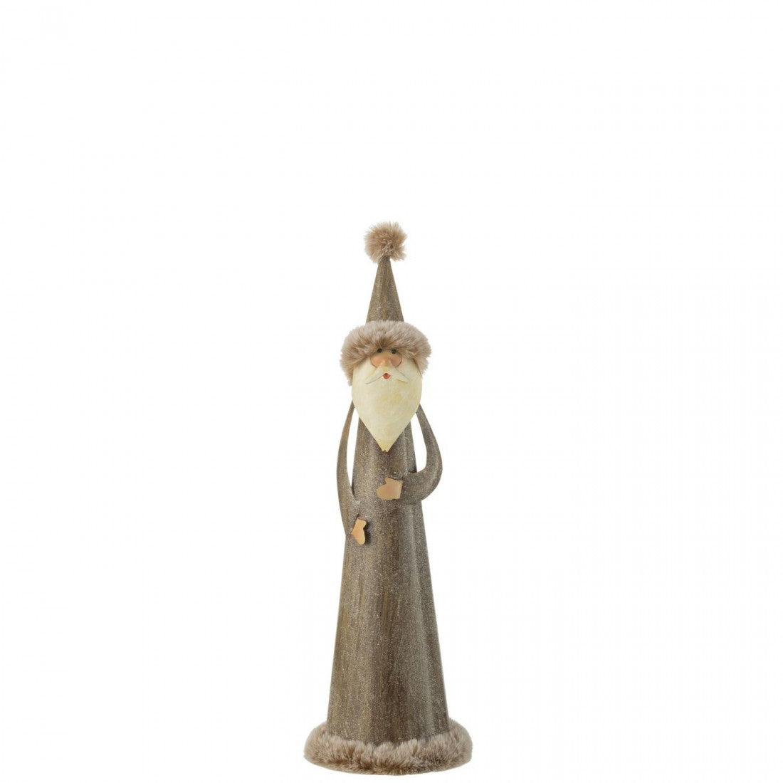 Papá Noel redondo de piel sintética y metal gris pequeño J-Line