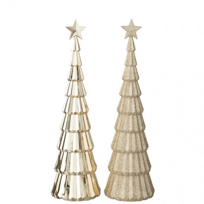 Árbol + Estrella de plástico beige claro, juego de 2 de J-Line