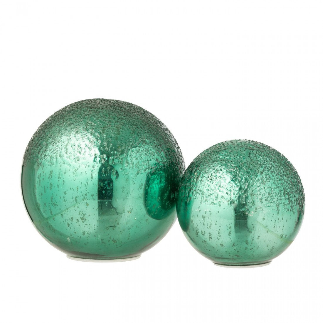 Bola LED de vidrio craquelado verde, set de 2, J-Line