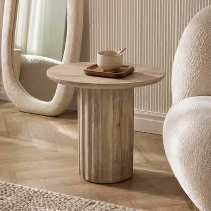 Mesa auxiliar Bullnose acanalada inversa natural Ø50 cm Raw Materials