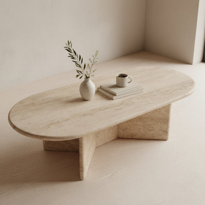 Mesa de centro de travertino rectangular Raw Materials