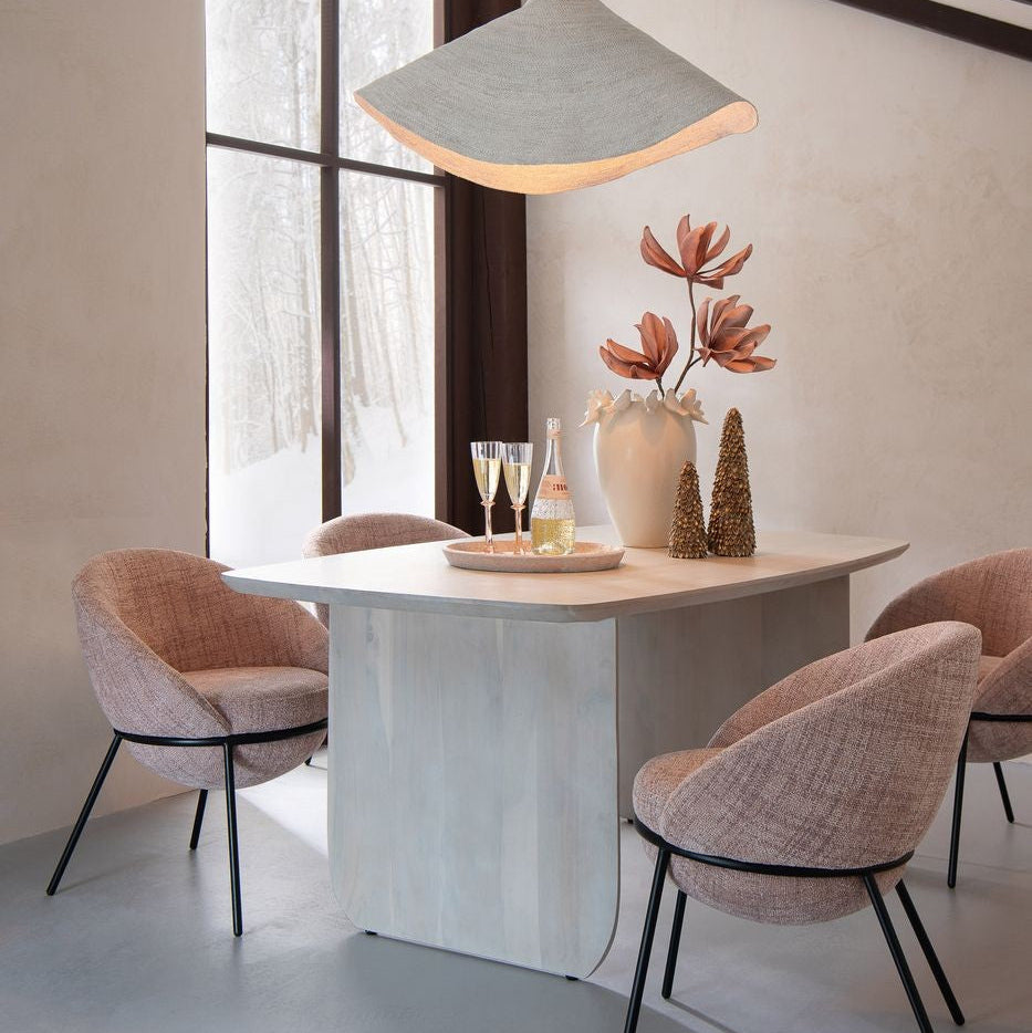 Mesa de comedor de madera de acacia blanca J-Line