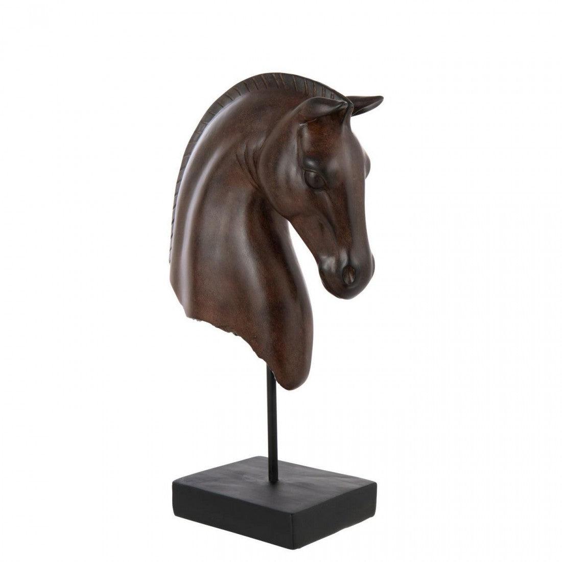 Cabeza de caballo baja de polirresina marrón oscuro J-Line