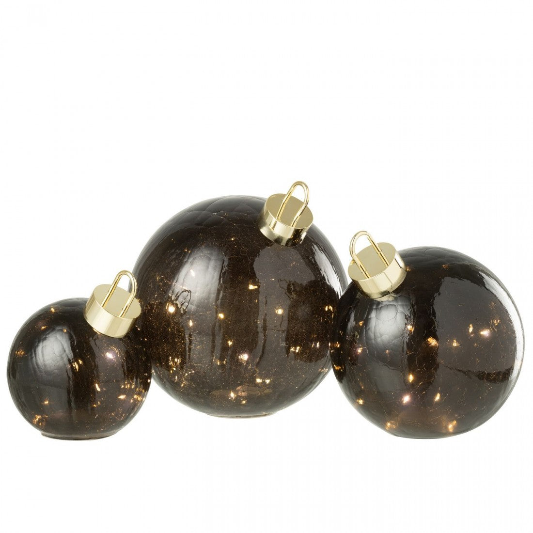Bola de Navidad de cristal negro con LED, set de 3, J-Line