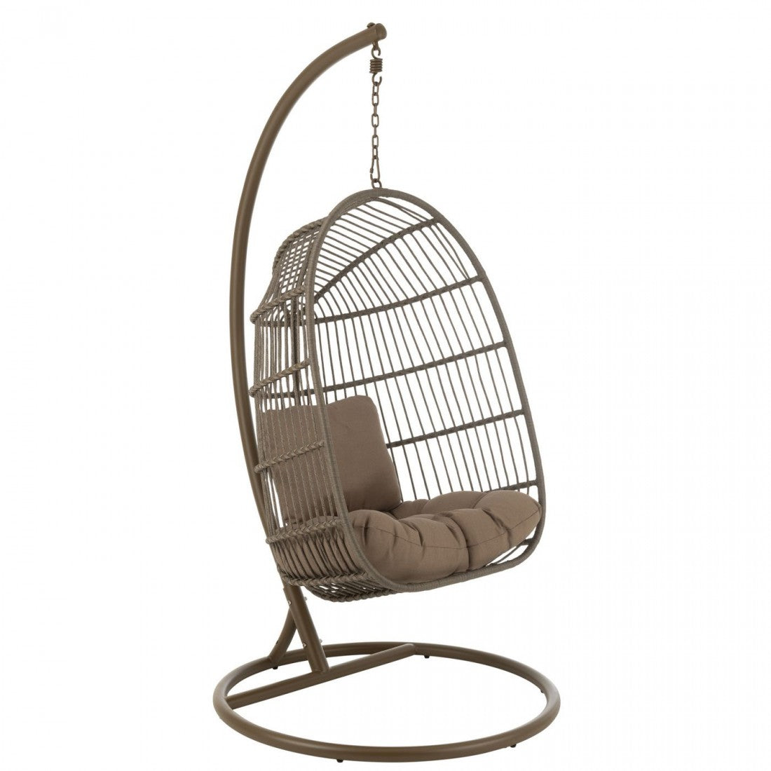 Silla colgante + Cojín Egga Metal/Cuerda Marrón J-Line