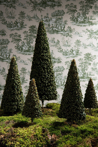 Set de 3 árboles de Navidad con bayas, plástico verde musgo, J-Line