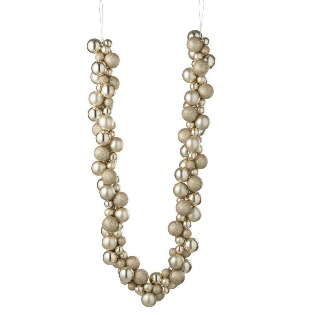 Guirnalda de bolas navideñas de plástico beige claro L160 cm J-Line
