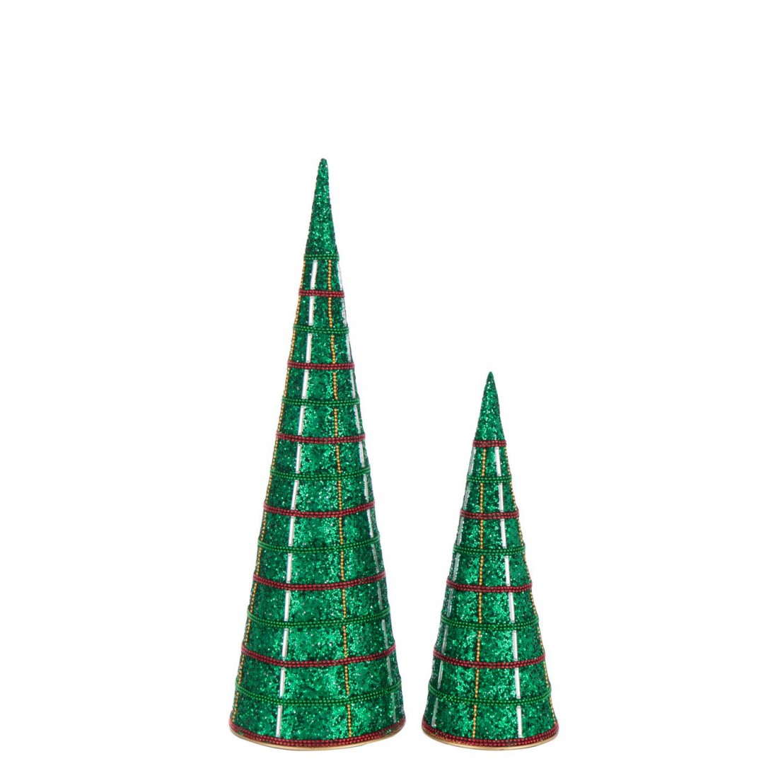 Cono Hierro/Cuentas Verde Esmeralda Set de 2 J-Line