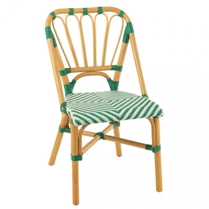 Silla de ratán verde oscuro/blanco J-Line