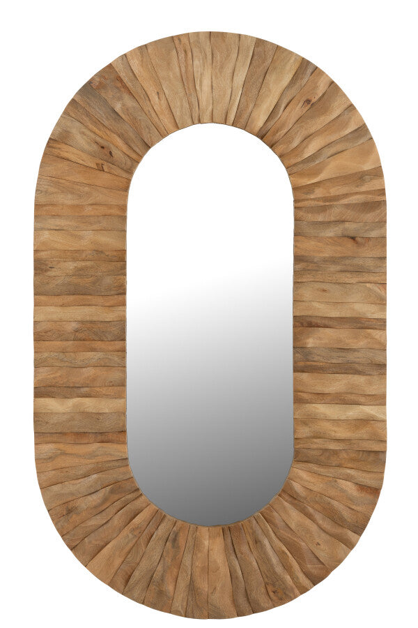 Espejo de pared Curve Ovalado Madera Natural 152x6x92cm J-Line