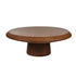 Salontafel Carva Rond Vezelcement Baksteenrood van Pomax, productfoto in baksteenrood met de volledige vorm in beeld