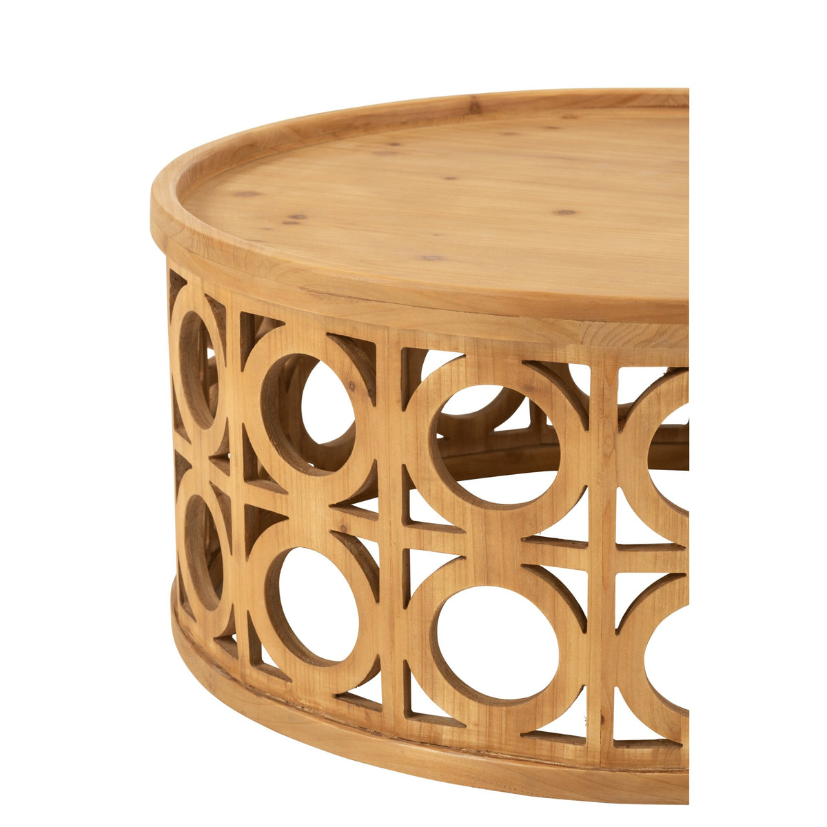 Mesa de centro de madera de abeto tallada/MDF natural J-Line