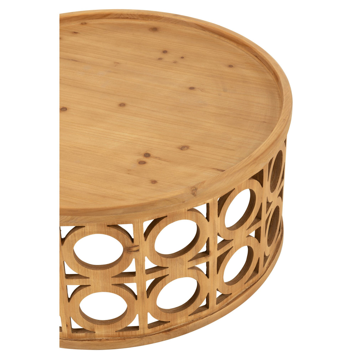 Mesa de centro de madera de abeto tallada/MDF natural J-Line