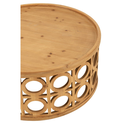 Mesa de centro de madera de abeto tallada/MDF natural J-Line