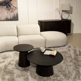 Salontafel Novero espresso Ø50cm in een woonkamer