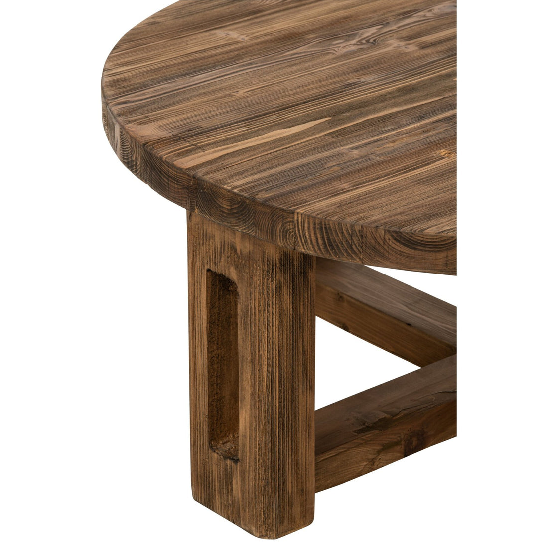 Mesa de centro redonda de madera reciclada marrón J-Line