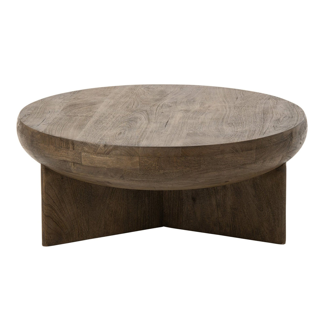 Mesa de centro redonda de madera de mango marrón oscuro Ø90 cm J-Line