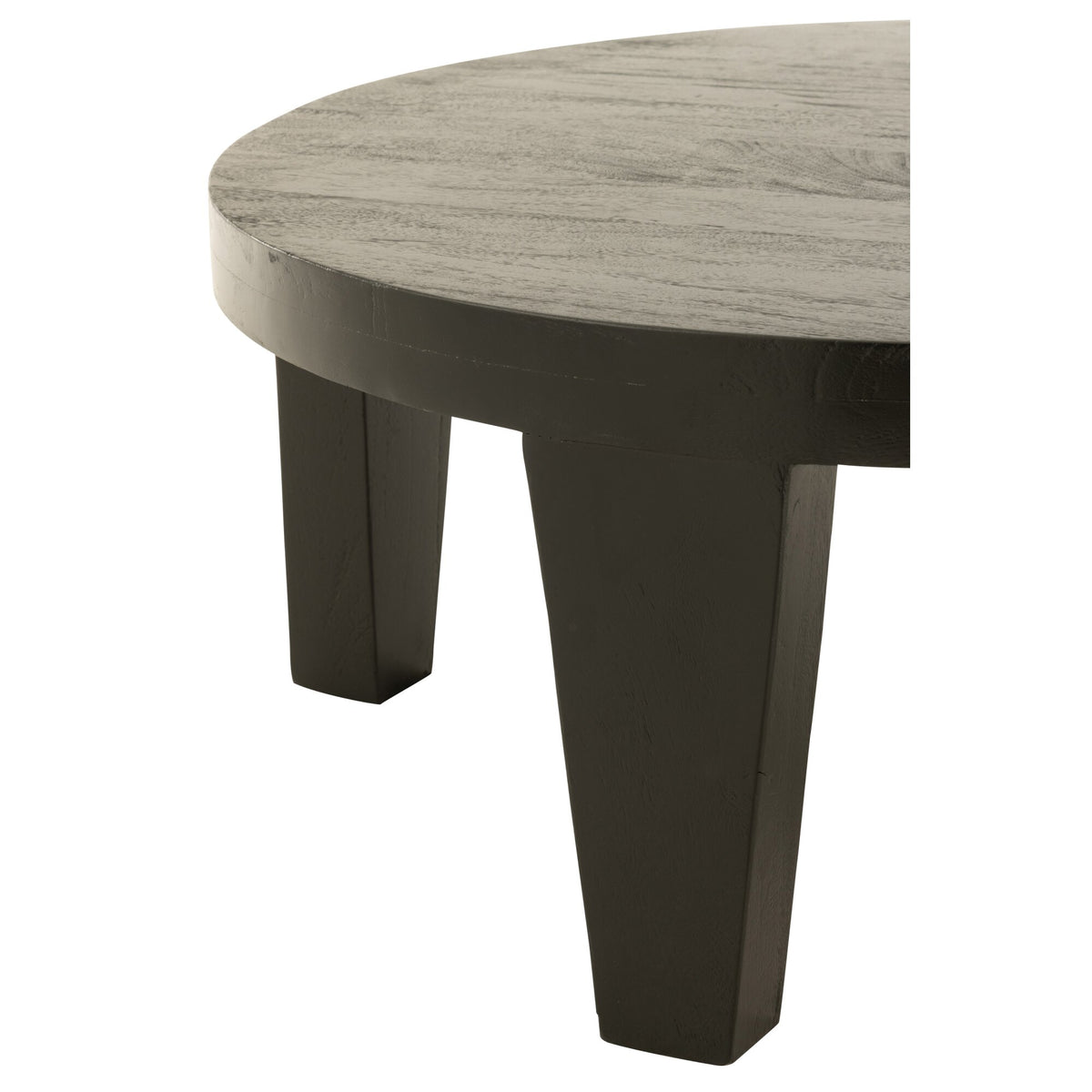 Mesa de centro redonda de madera de mango, negro mate, J-Line