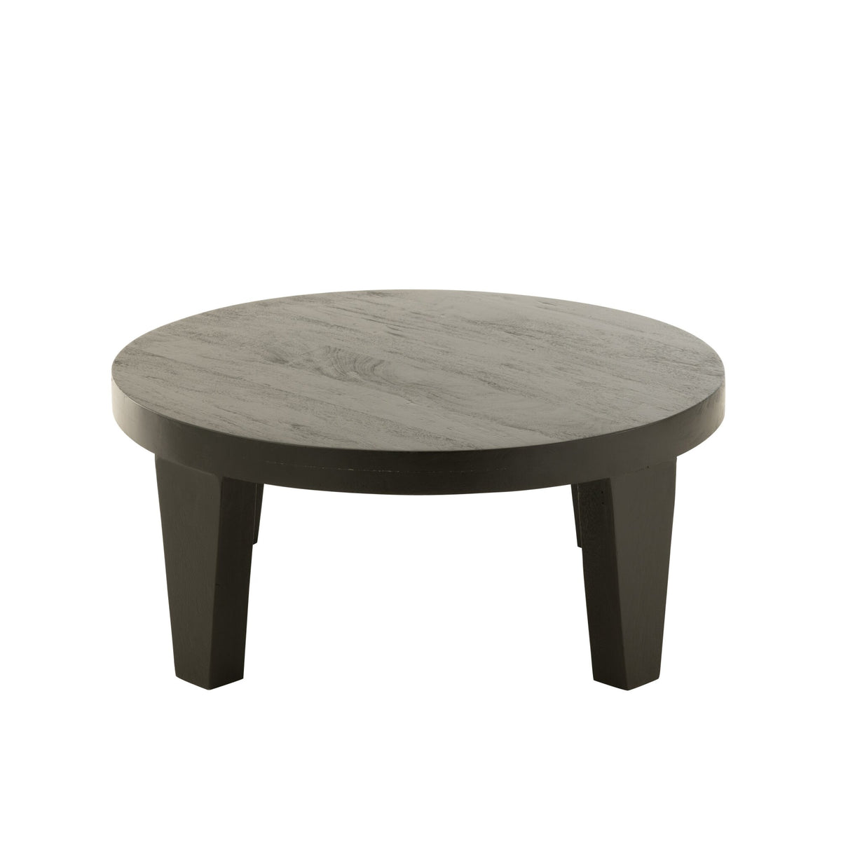 Mesa de centro redonda de madera de mango, negro mate, J-Line