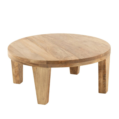 Mesa de centro redonda de madera de mango natural J-Line