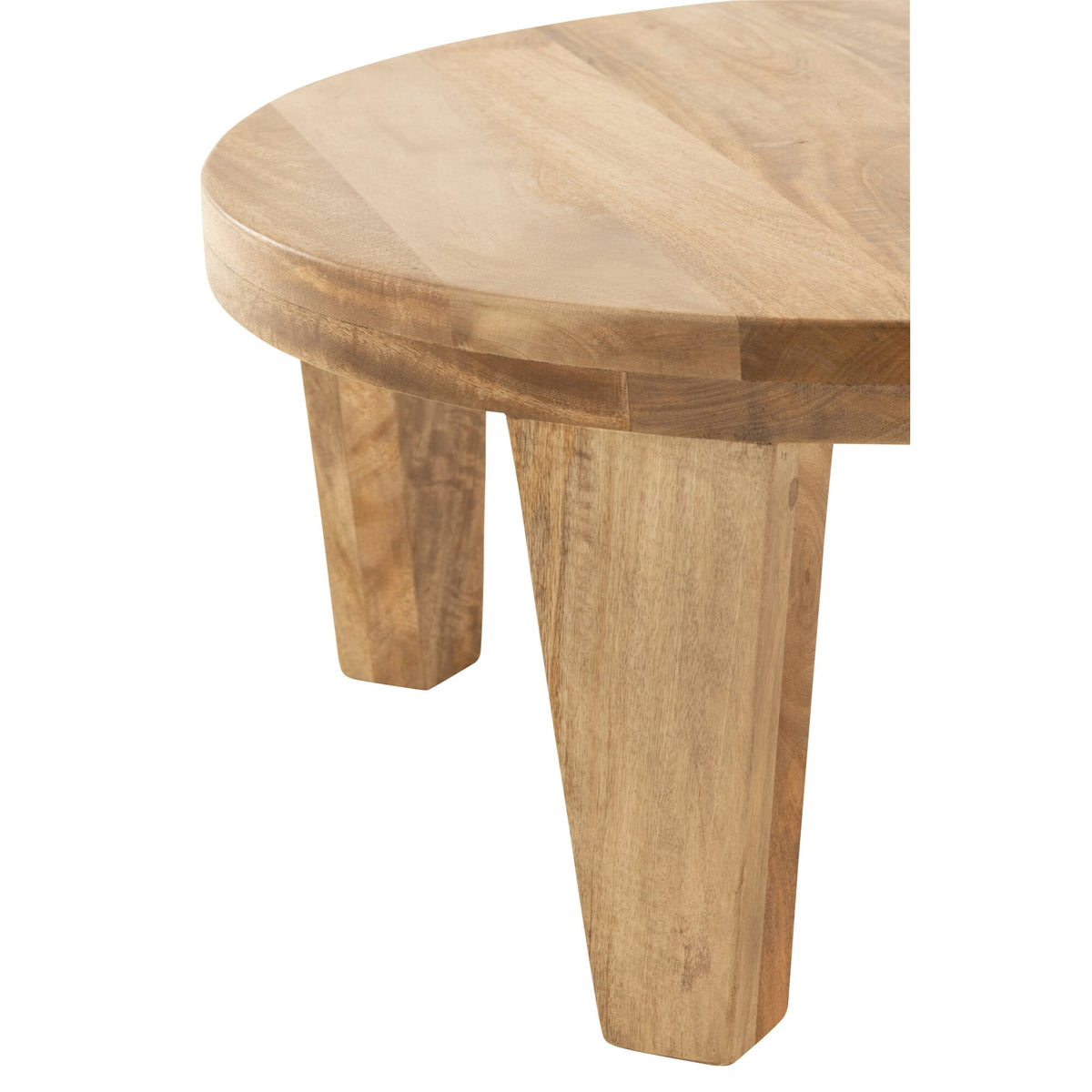 Mesa de centro redonda de madera de mango natural J-Line