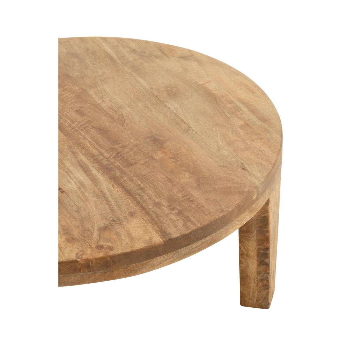 Mesa de centro redonda de madera de mango natural J-Line