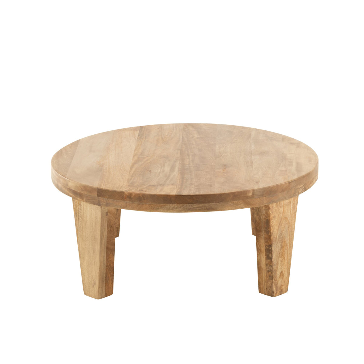 Mesa de centro redonda de madera de mango natural J-Line