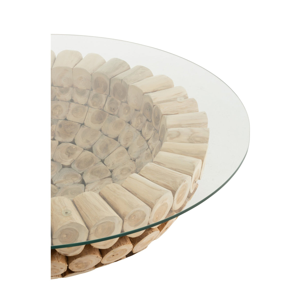 Mesa de centro Discos Abierta Madera de Teca Natural/Vidrio J-Line