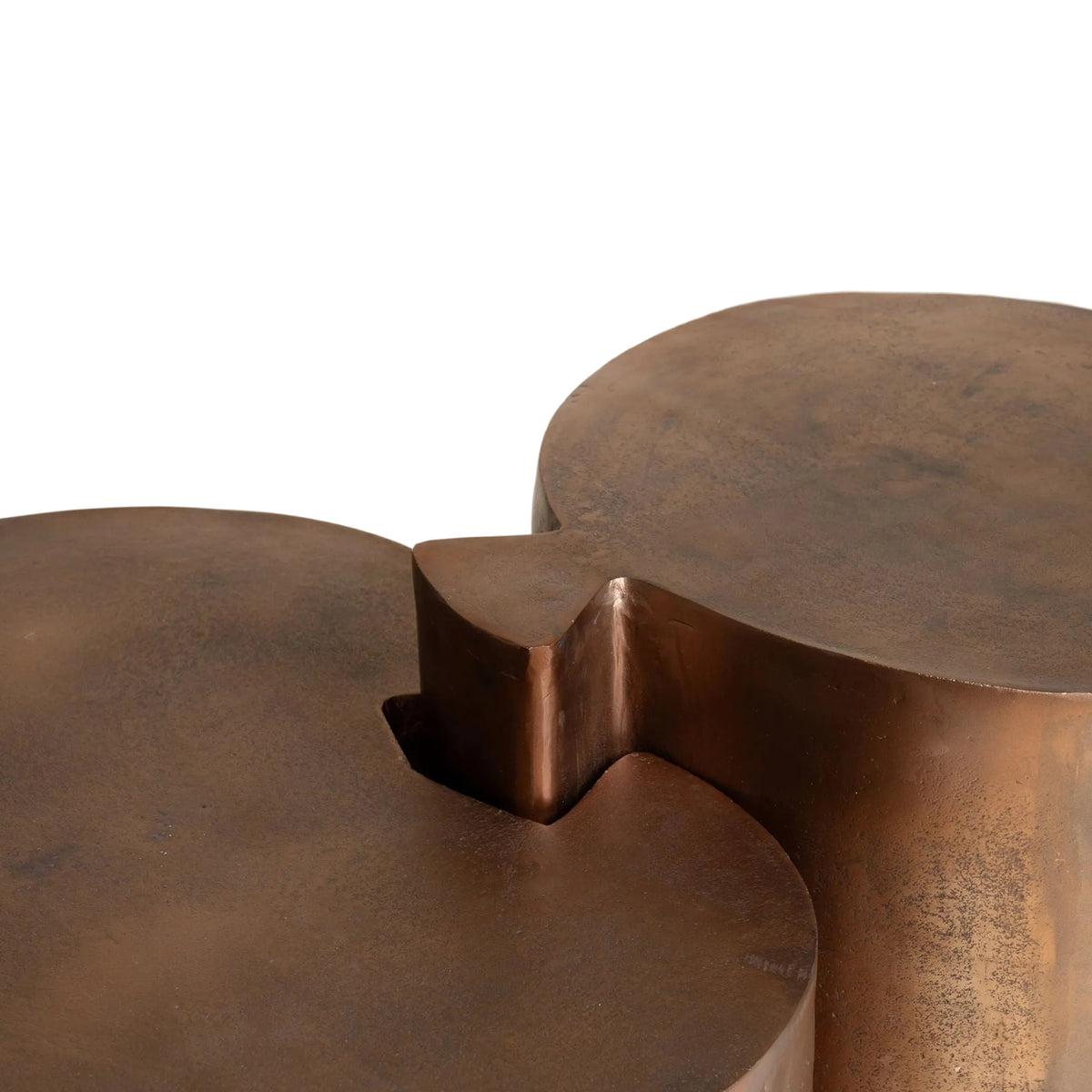 Salontafel Solv Aluminium Brons van Pomax, close-up van de details in brons