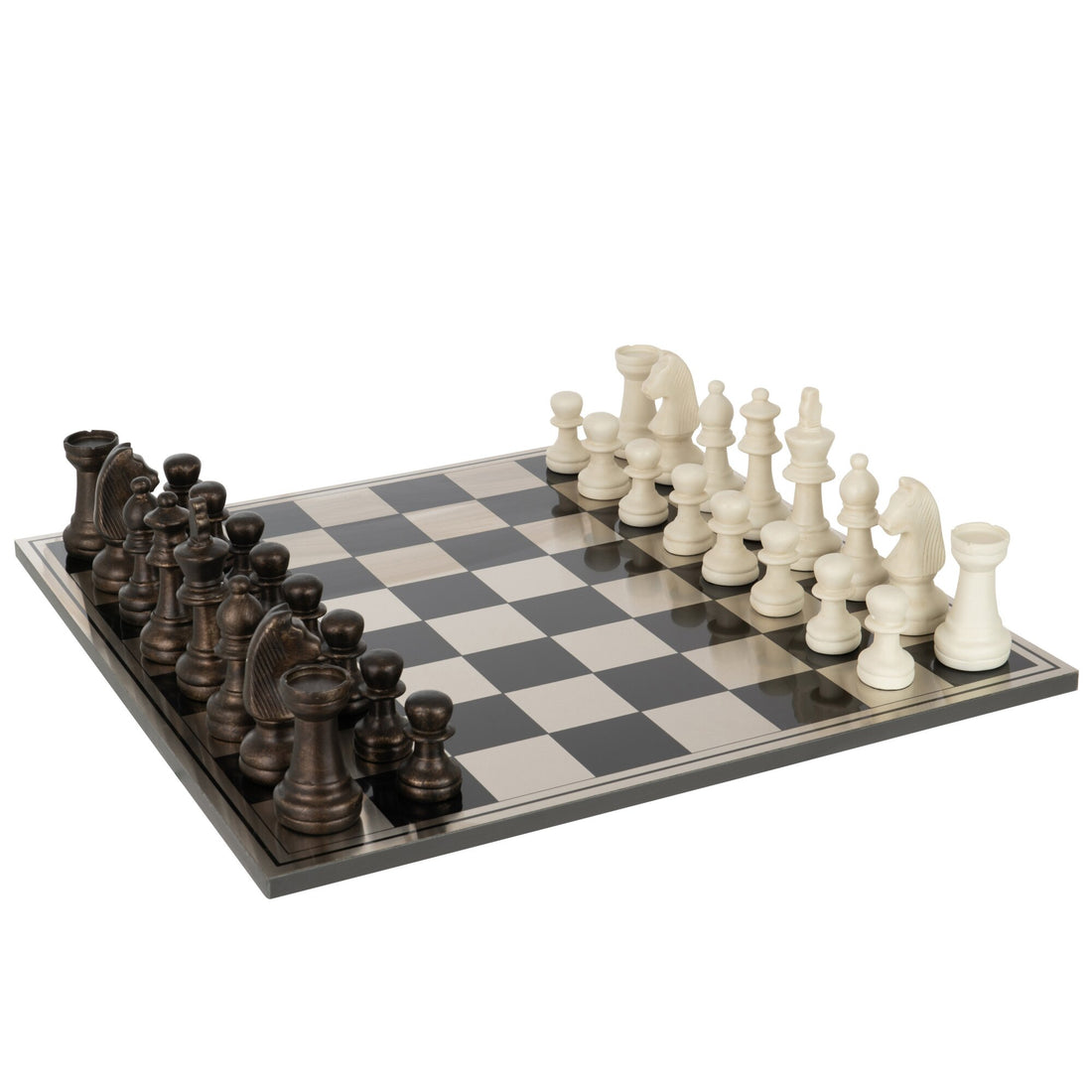 Juego de ajedrez Polyresin Marrón/Blanco J-Line