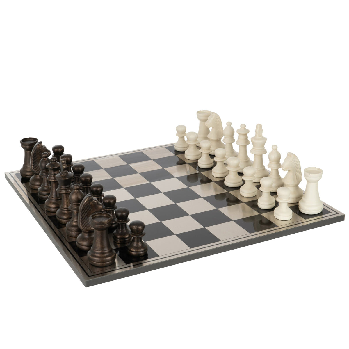 Juego de ajedrez Polyresin Marrón/Blanco J-Line