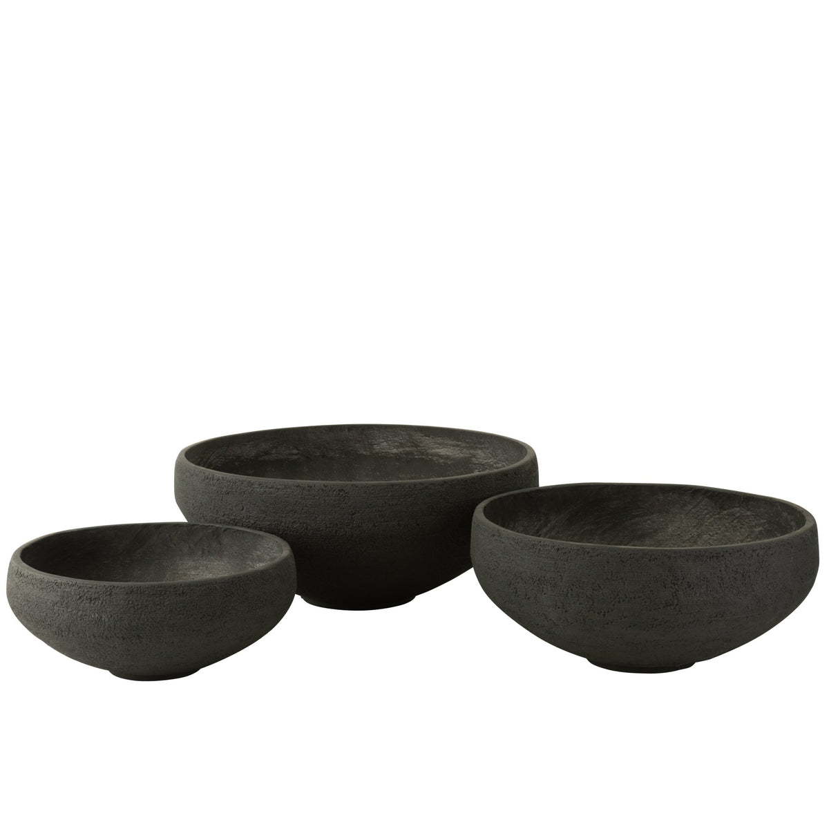 Juego de 3 cuencos de arcilla de fibra negra J-Line
