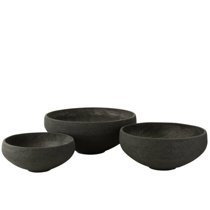 Juego de 3 cuencos de arcilla de fibra negra J-Line