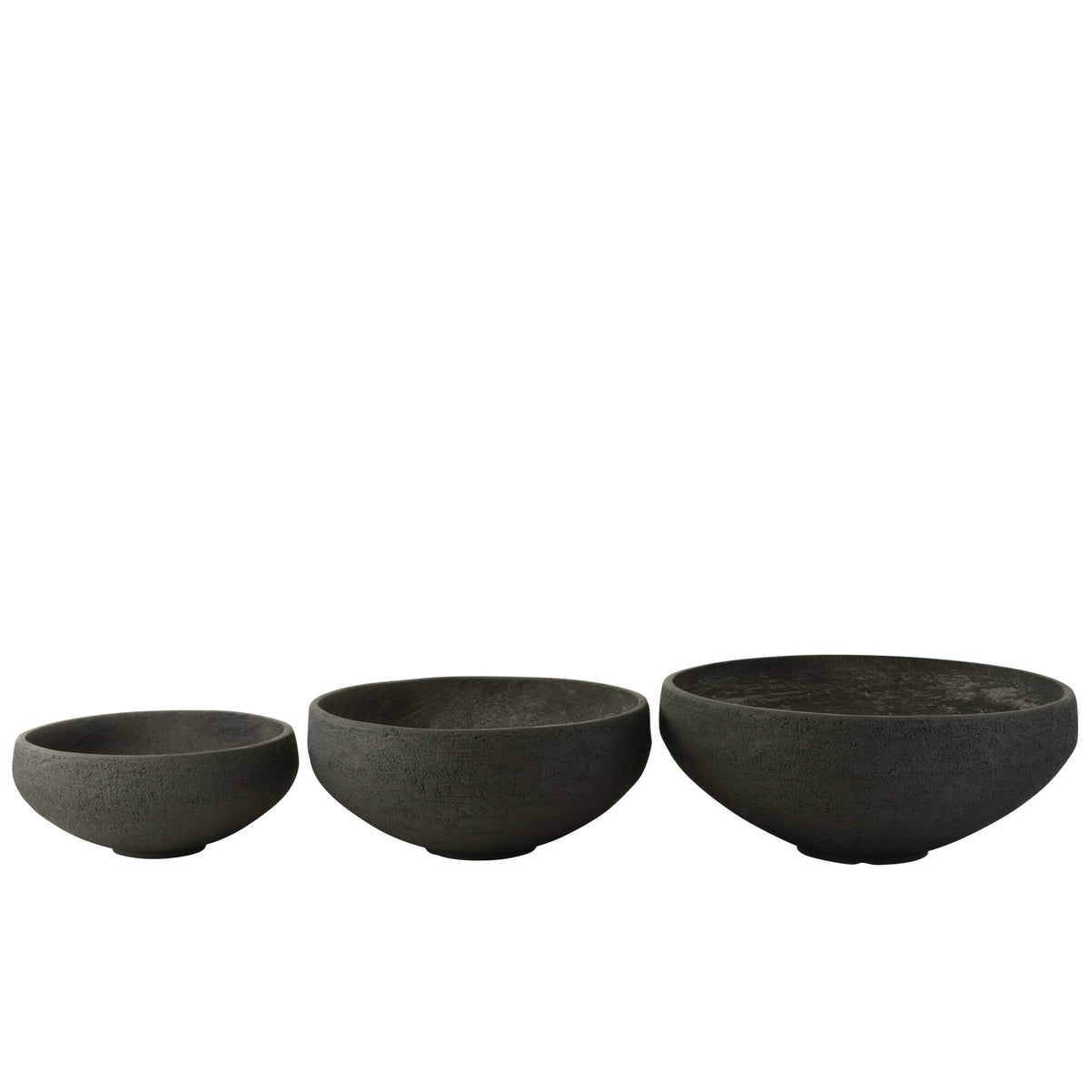Juego de 3 cuencos de arcilla de fibra negra J-Line