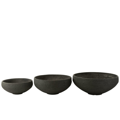 Juego de 3 cuencos de arcilla de fibra negra J-Line