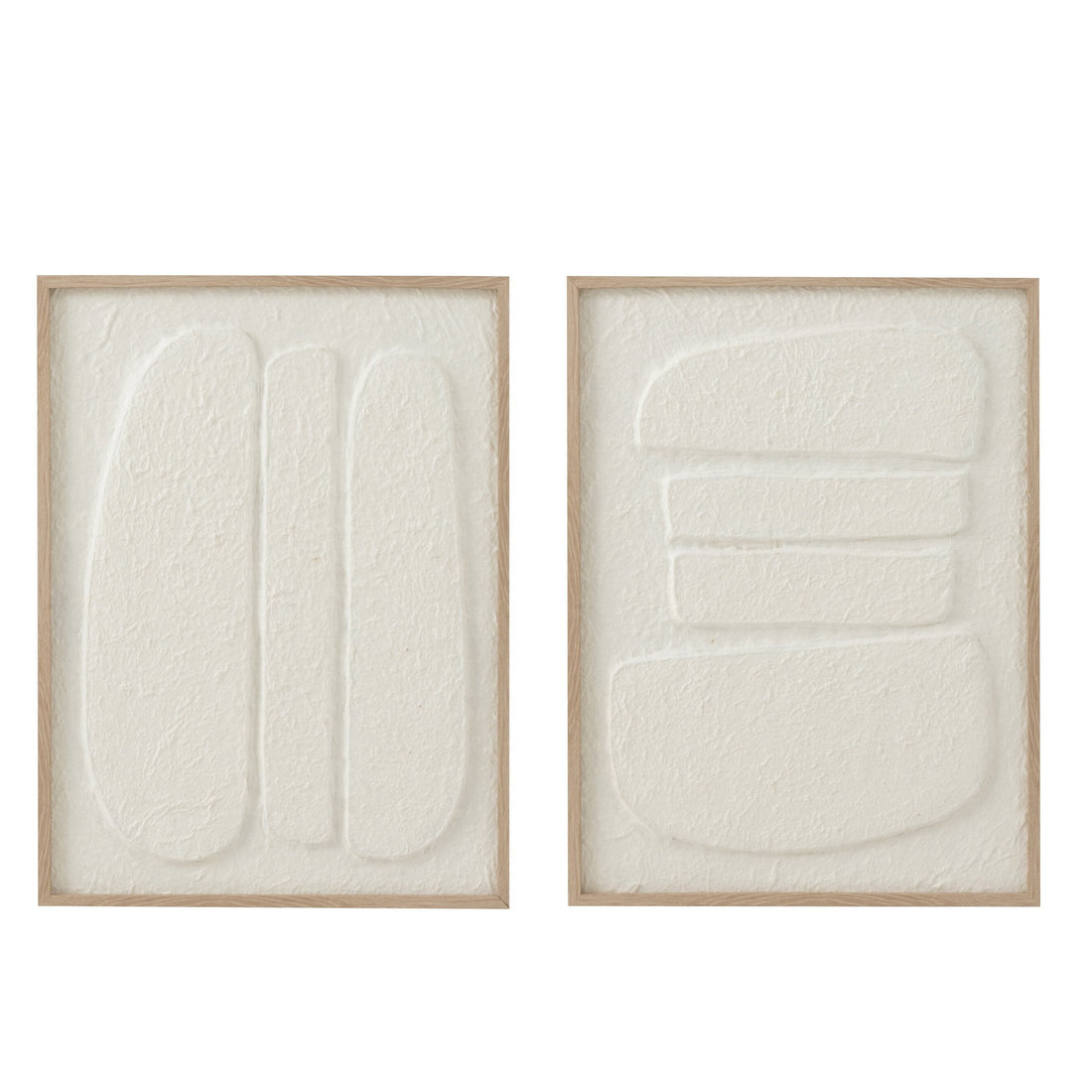 Schilderij Cellen Papier Wit Set van 2 - Schilderij - J-Line - livinglovely.nl