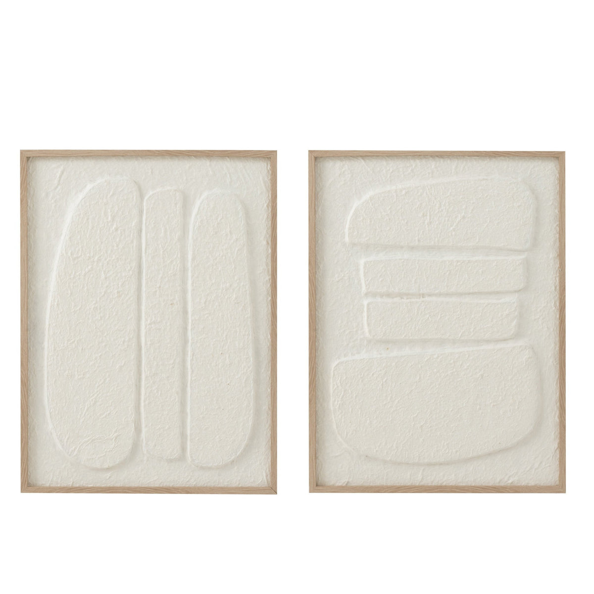 Schilderij Cellen Papier Wit Set van 2 - Schilderij - J-Line - livinglovely.nl