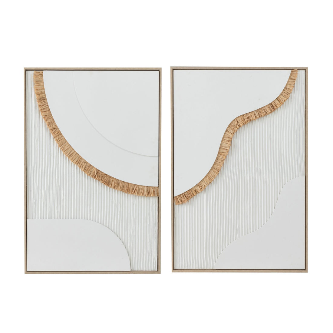 Set de 2 cuadros de lienzo blanco «Heno» de J-Line