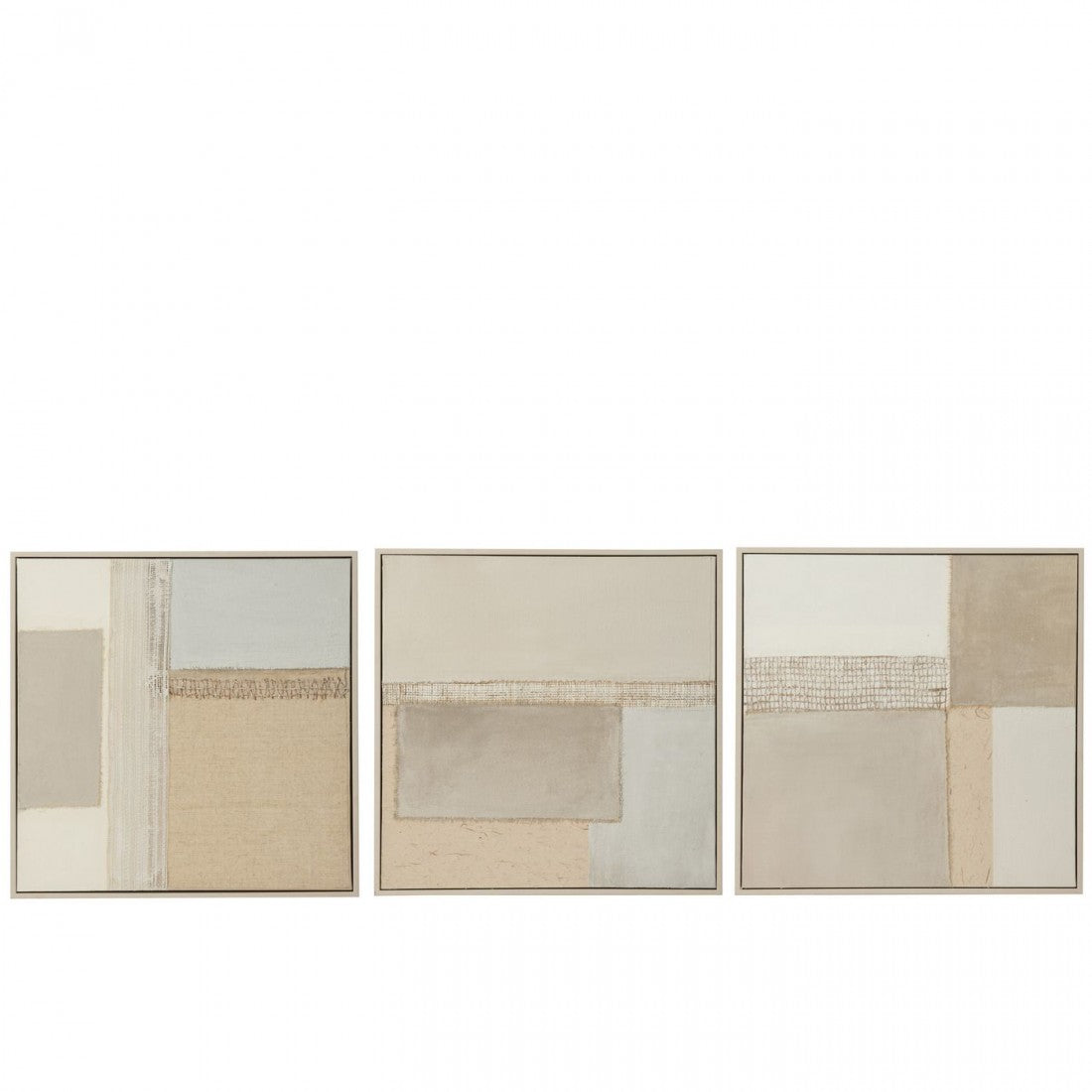Set de 3 cuadros Tod de lienzo/madera de pino J-LIne