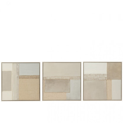 Set de 3 cuadros Tod de lienzo/madera de pino J-LIne