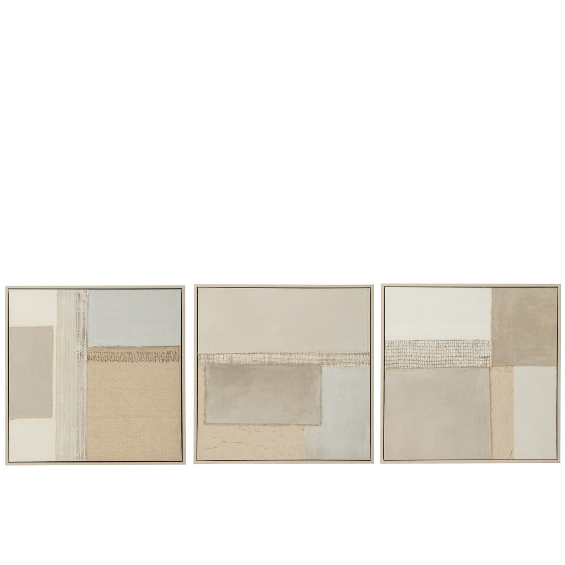 Set de 3 cuadros Tod de lienzo/madera de pino J-LIne