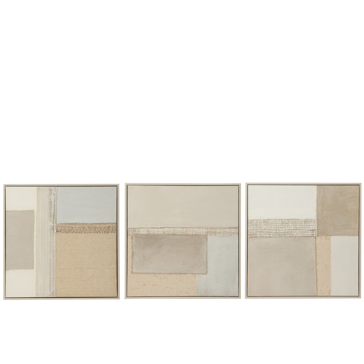 Set de 3 cuadros Tod de lienzo/madera de pino J-LIne