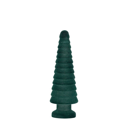 Set Van 2 Alezay Kerstbomen Glas Geribbeld Donkergroen van PTMD, Alezay Kerstboom Medium uit de set los op witte achtergrond