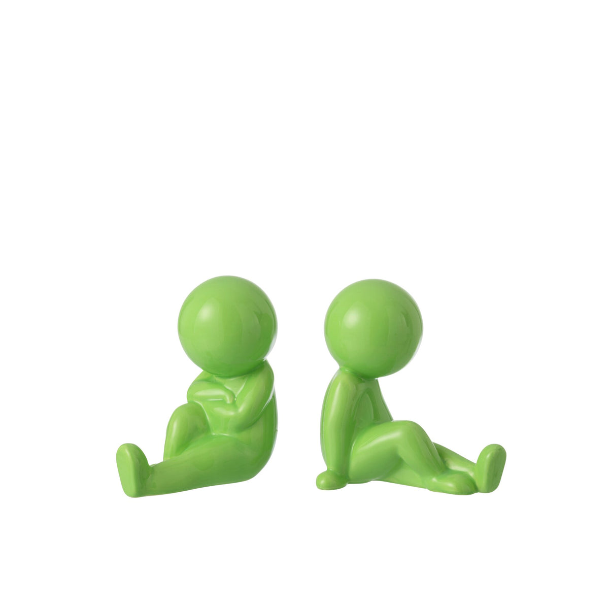 Juego de 2 soportes para libros Marcel de gres verde J-Line