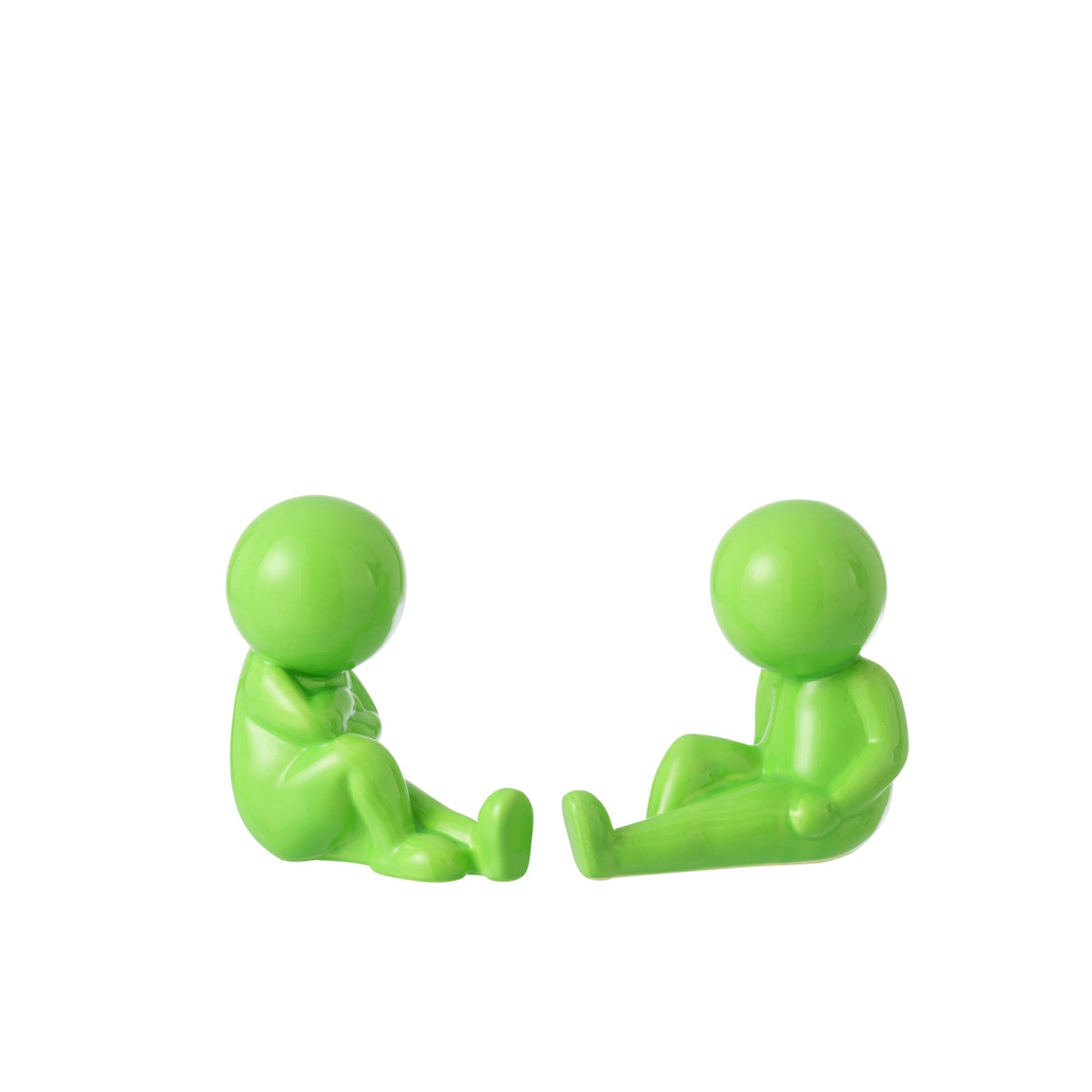 Juego de 2 soportes para libros Marcel de gres verde J-Line
