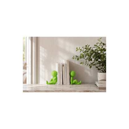 Juego de 2 soportes para libros Marcel de gres verde J-Line