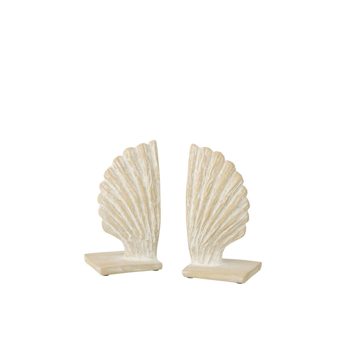 Juego de 2 soportes para libros de concha de mar de polirresina blanco/natural J-Line