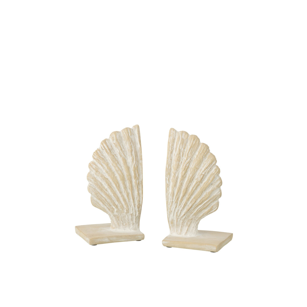 Juego de 2 soportes para libros de concha de mar de polirresina blanco/natural J-Line