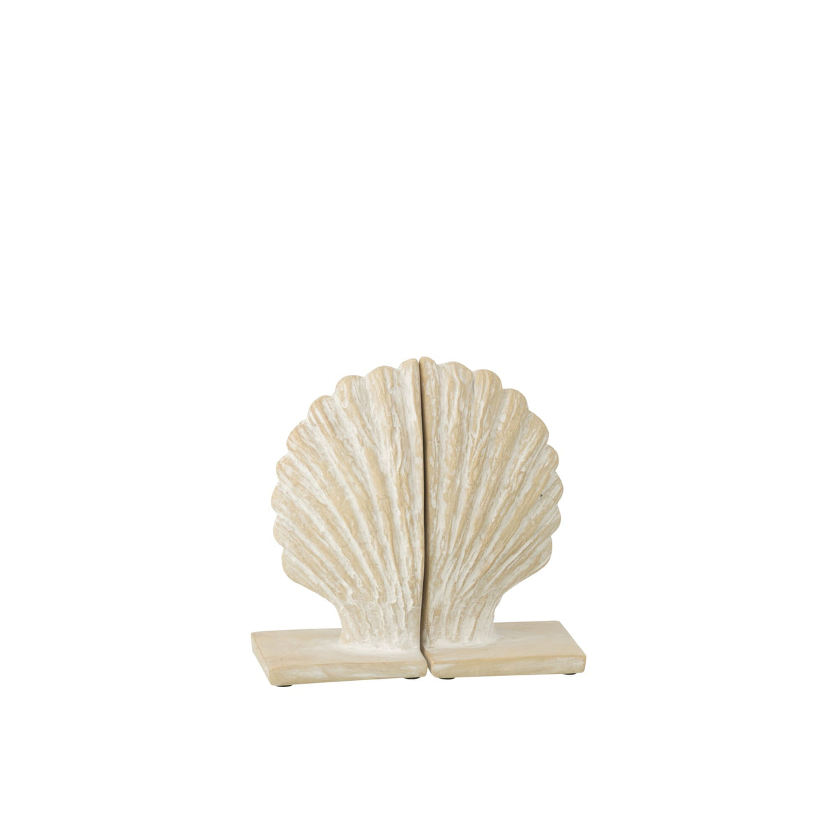 Juego de 2 soportes para libros de concha de mar de polirresina blanco/natural J-Line